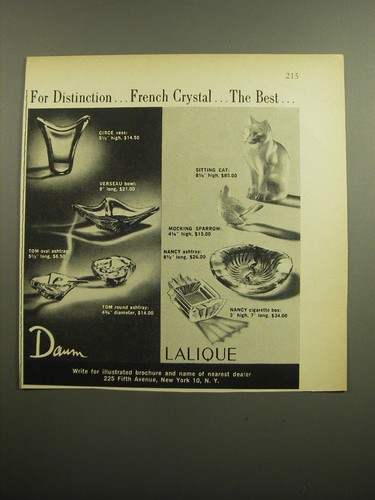 1960 daum and lalique - 1960, crystal