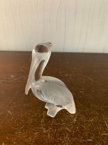 Daum signed crystal pelican - signed,